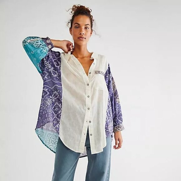 We The Free 100% Cotton Sun Valley Bandana Tunic Boho Size Large - Picture 1 of 1